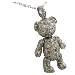 Diamond studded Pendant Teddy Bear white and fancy cognac 18 Karat White Gold