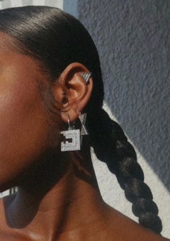 Pendientes de oro blanco con diamantes trillón y baguette de 1 quilate