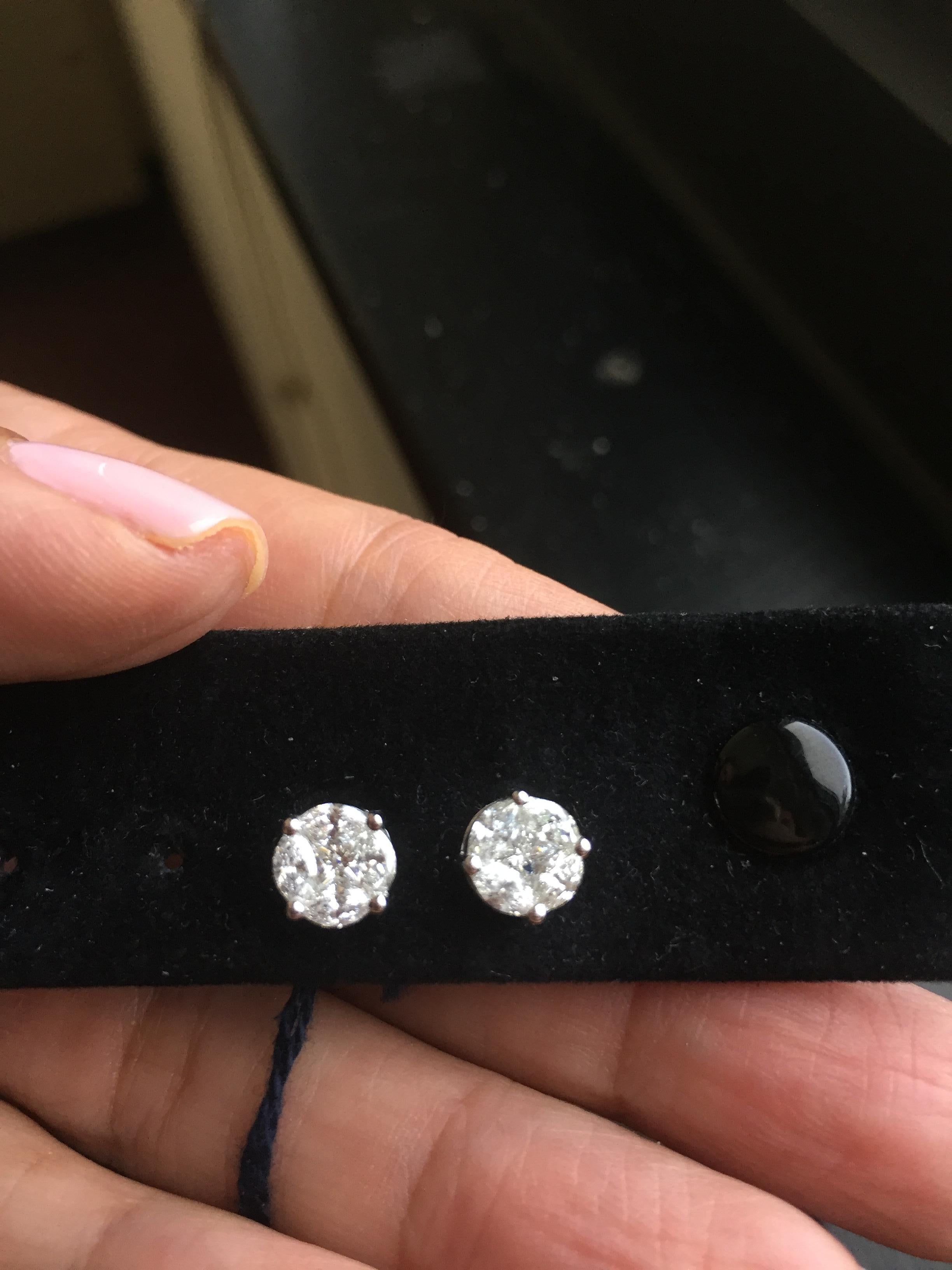 Marquise Cut Round Shaped Diamond Studs 2.00 Carat For Sale