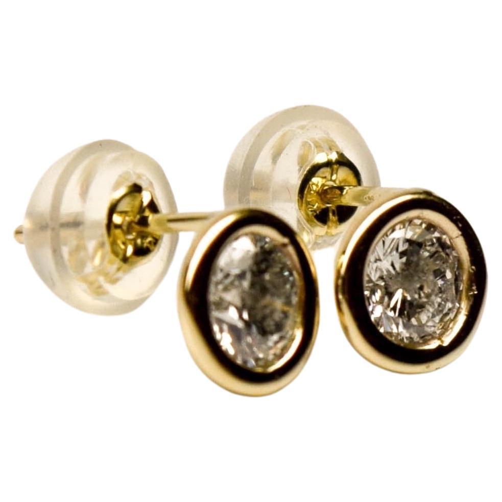 Diamond studs bezel studs 18KT gold Lovely on ears Youth studs certified