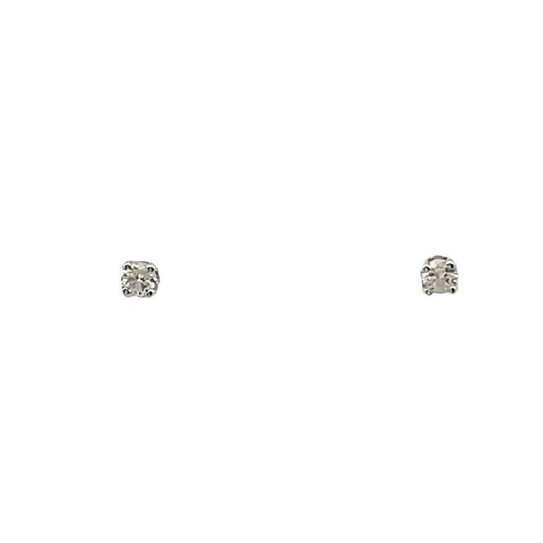 Modern Diamond Studs Earrings White Round Diamond 0.09CT in 14K Yellow and White Gold  For Sale