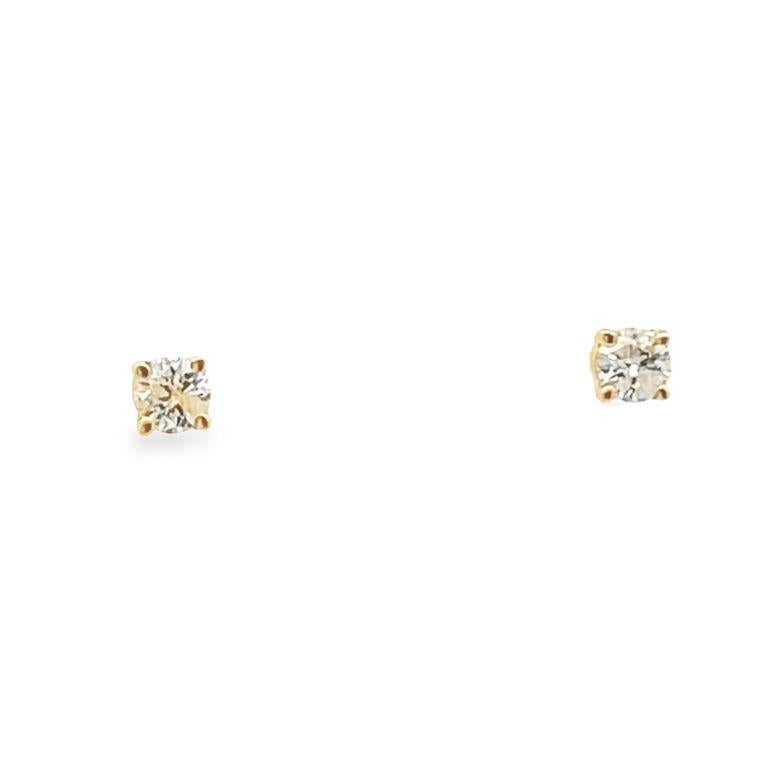 Round Cut Diamond Studs Earrings White Round Diamond 0.09CT in 14K Yellow and White Gold  For Sale