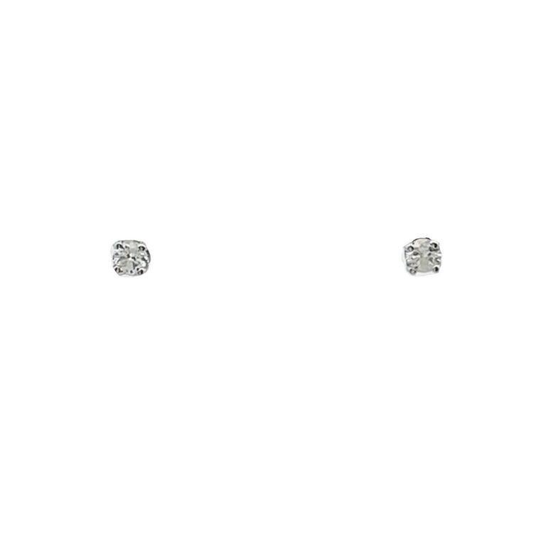 Diamond Studs Earrings White Round Diamond 0.09CT in 14K Yellow and White Gold  In New Condition For Sale In New York, NY