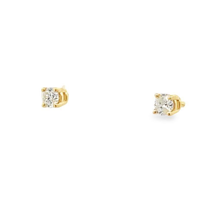 Women's or Men's Diamond Studs Earrings White Round Diamond 0.09CT in 14K Yellow and White Gold  For Sale