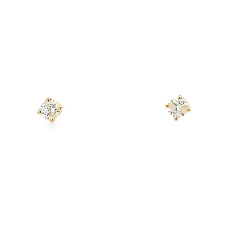 Diamond Studs Earrings White Round Diamond 0.09CT in 14K Yellow and White Gold  For Sale 2