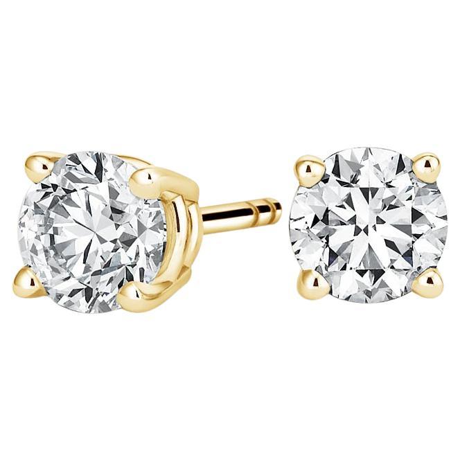 14K Yellow Gold Diamond Studs For Sale at 1stDibs