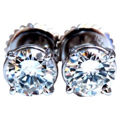 Diamond Studs GIA Certified 2.07 Carat Earrings 14 Karat