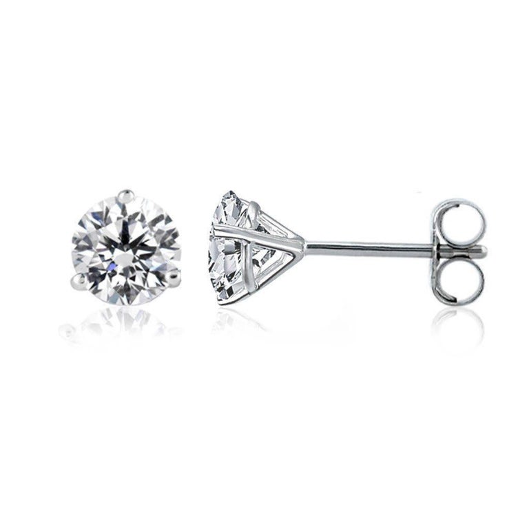 Diamond Studs Martini Four '4' Prong Setting Earrings 2.25 Carat