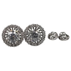 Diamond Studs with Jackets Color "F", Clarity SI3 and Weight 3.03 Carat