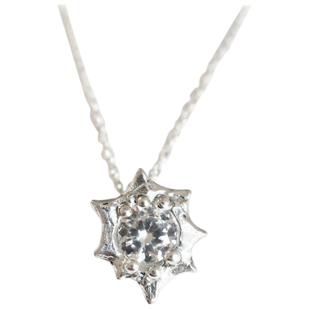 Diamond Sun Burst Pendant in 18 Karat White Gold