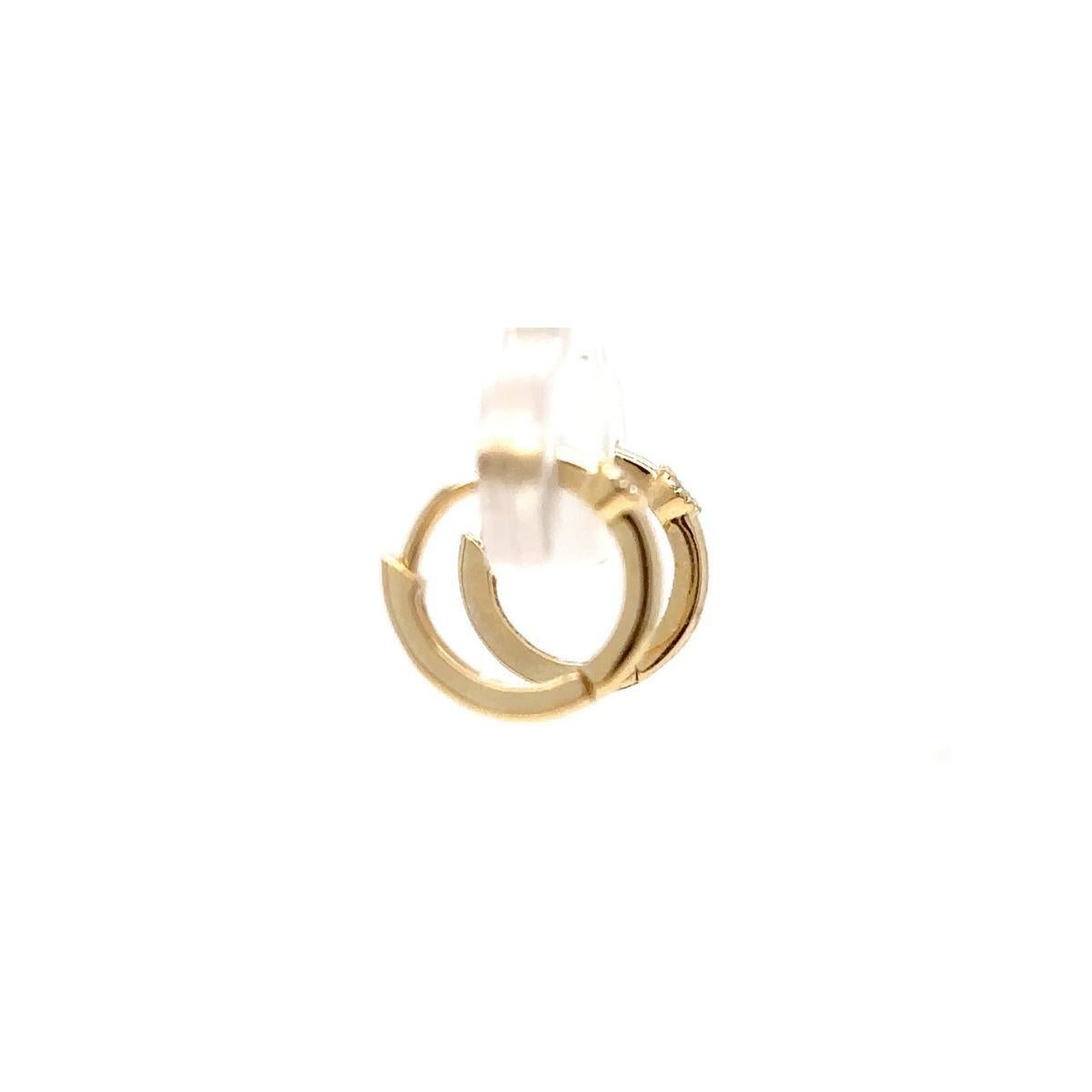 Round Cut Diamond Sunburst Huggie Kids Earrings in 14K Solid Gold (Certified) For Sale