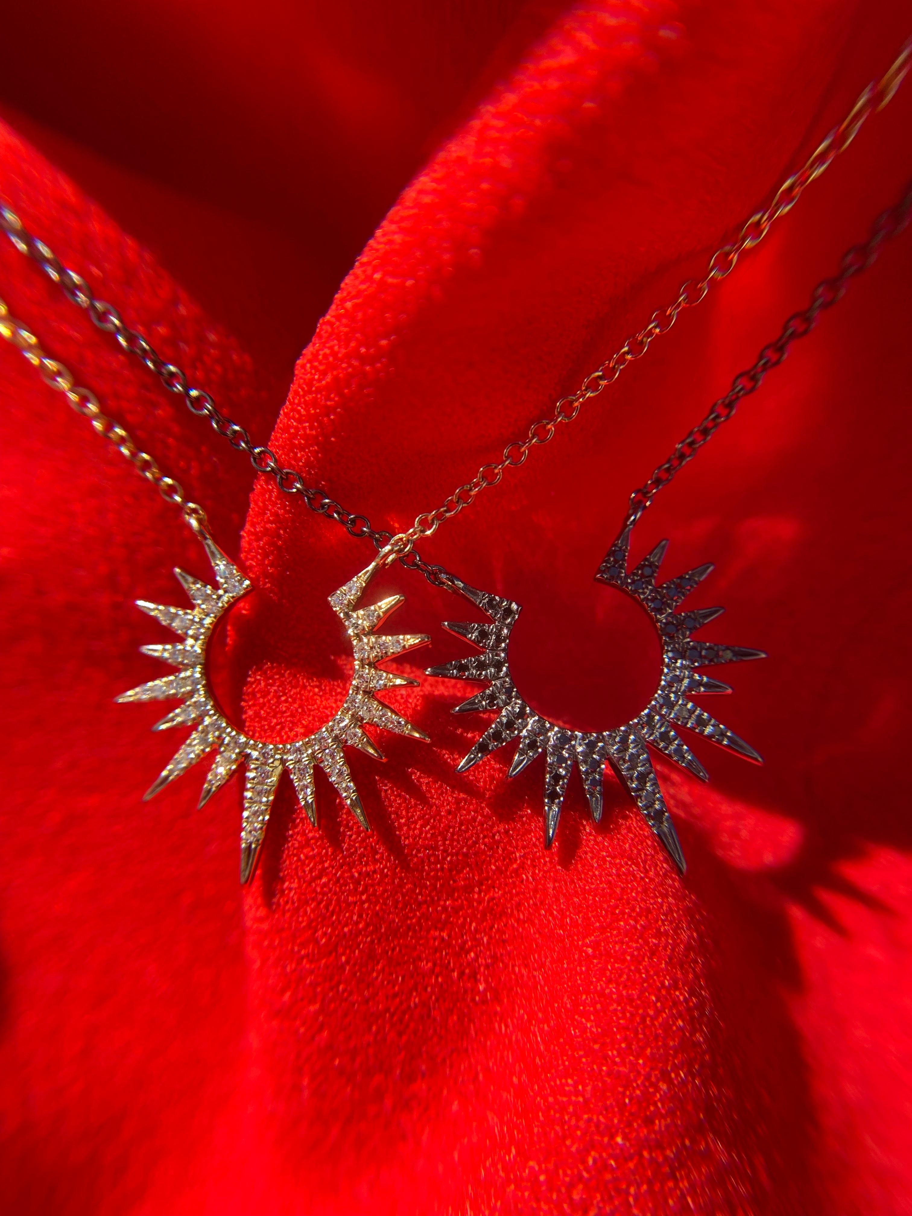 Women's or Men's Diamond Sunburst Necklace For Sale