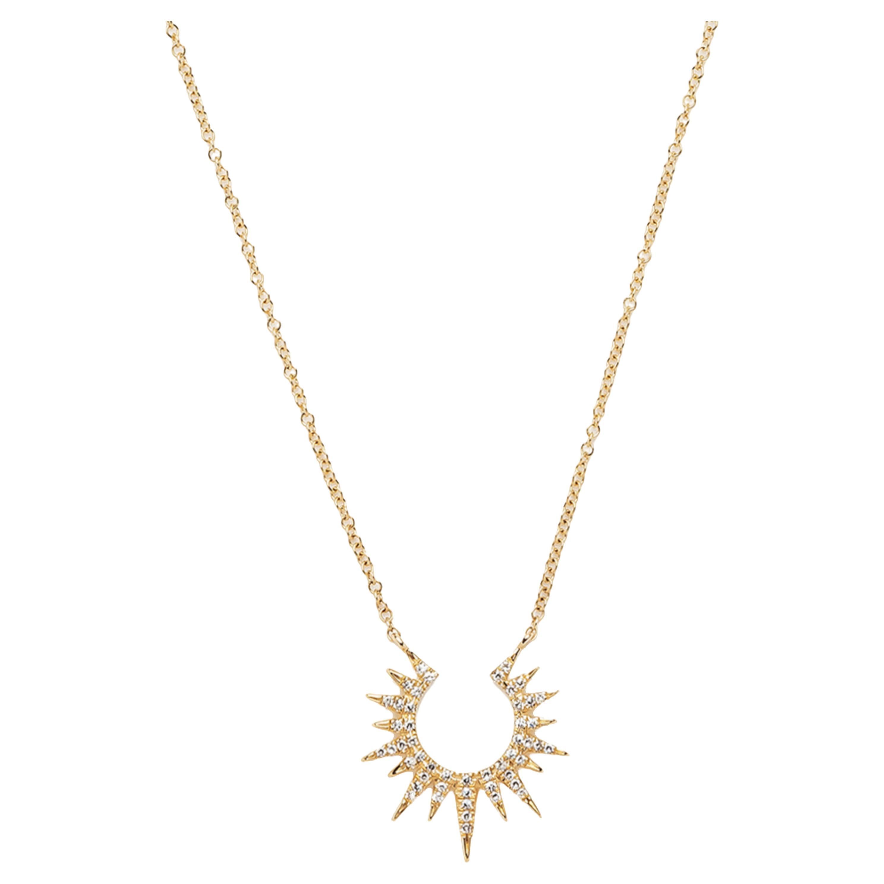 Diamond Sunburst Necklace For Sale