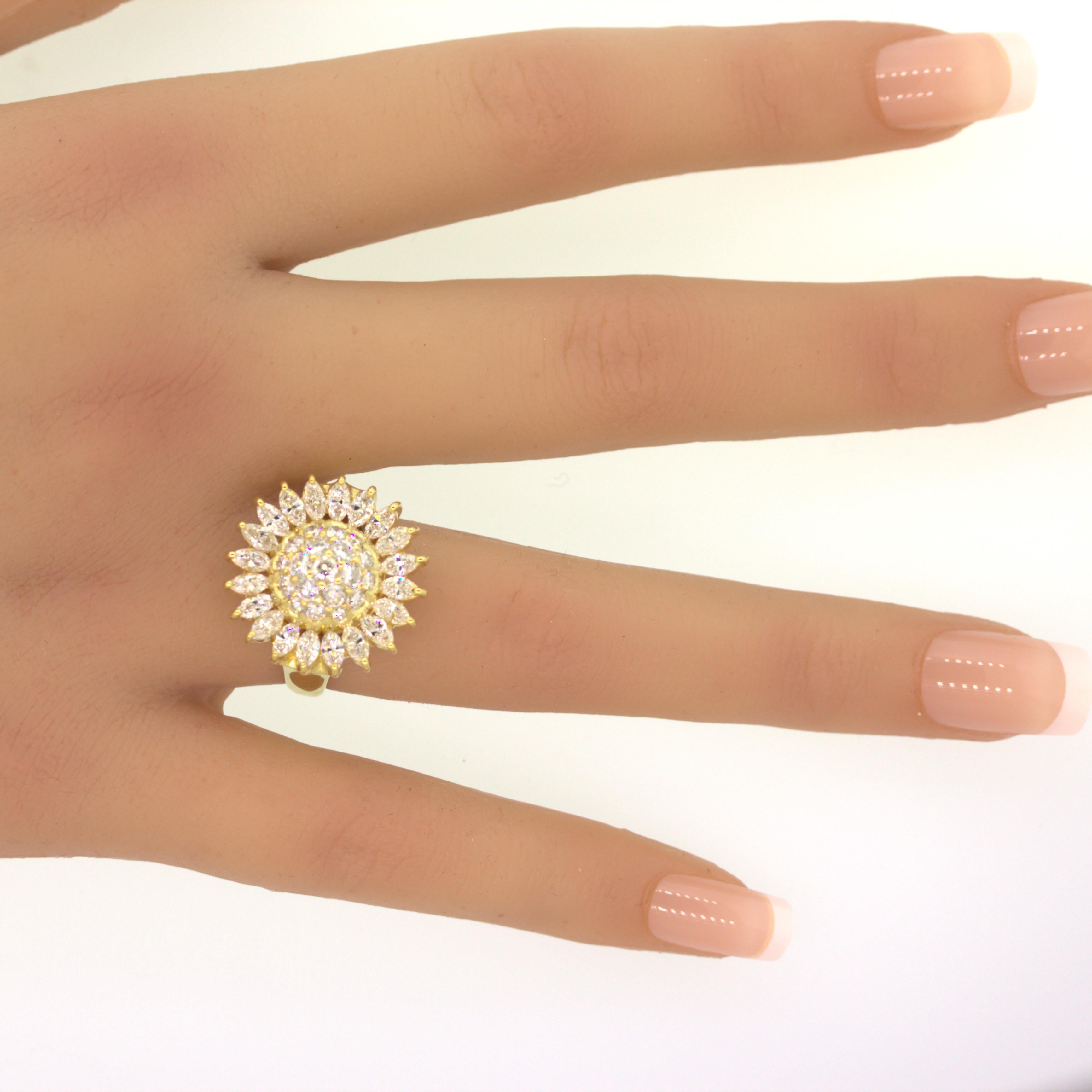Diamond Sunflower Gold Ring For Sale 5