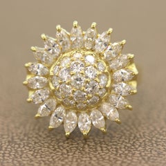 Diamond Sunflower Gold Ring