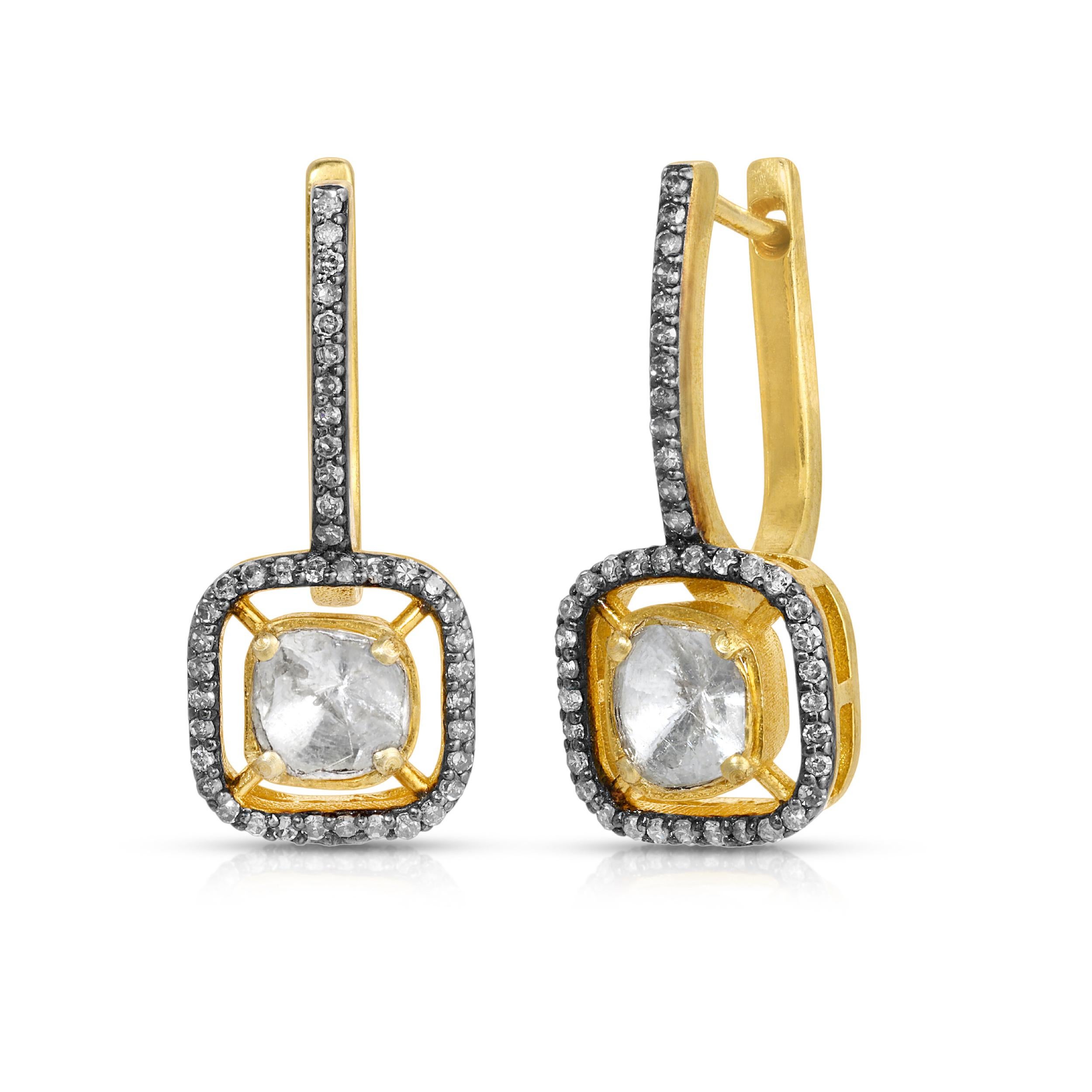 Contemporary Diamond Suspension Drop Earrings For Sale