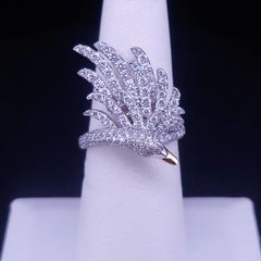 Diamond Swan Ring 18K White Gold & Citrin Eye Size 6.5