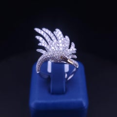 Diamond Swan Ring 18K White Gold & Citrin Eye Size 6.5