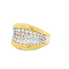 Diamond Swirl Band in 14K Yellow Gold with 0.80 Carats Size 7