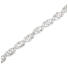 Diamond Swirl Marquise Bracelet 10 Carat Platinum