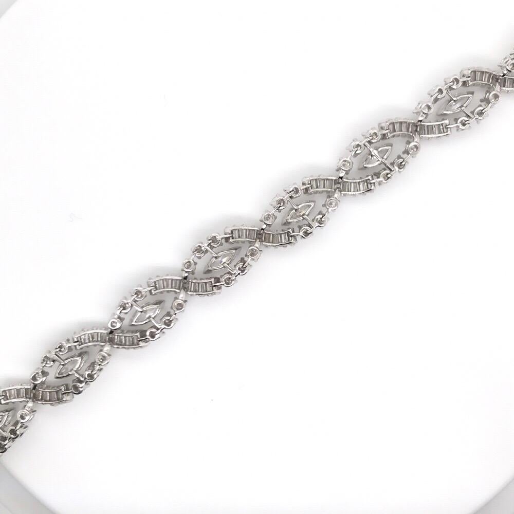Diamond Swirl Marquise Bracelet 10 Carat Platinum 1