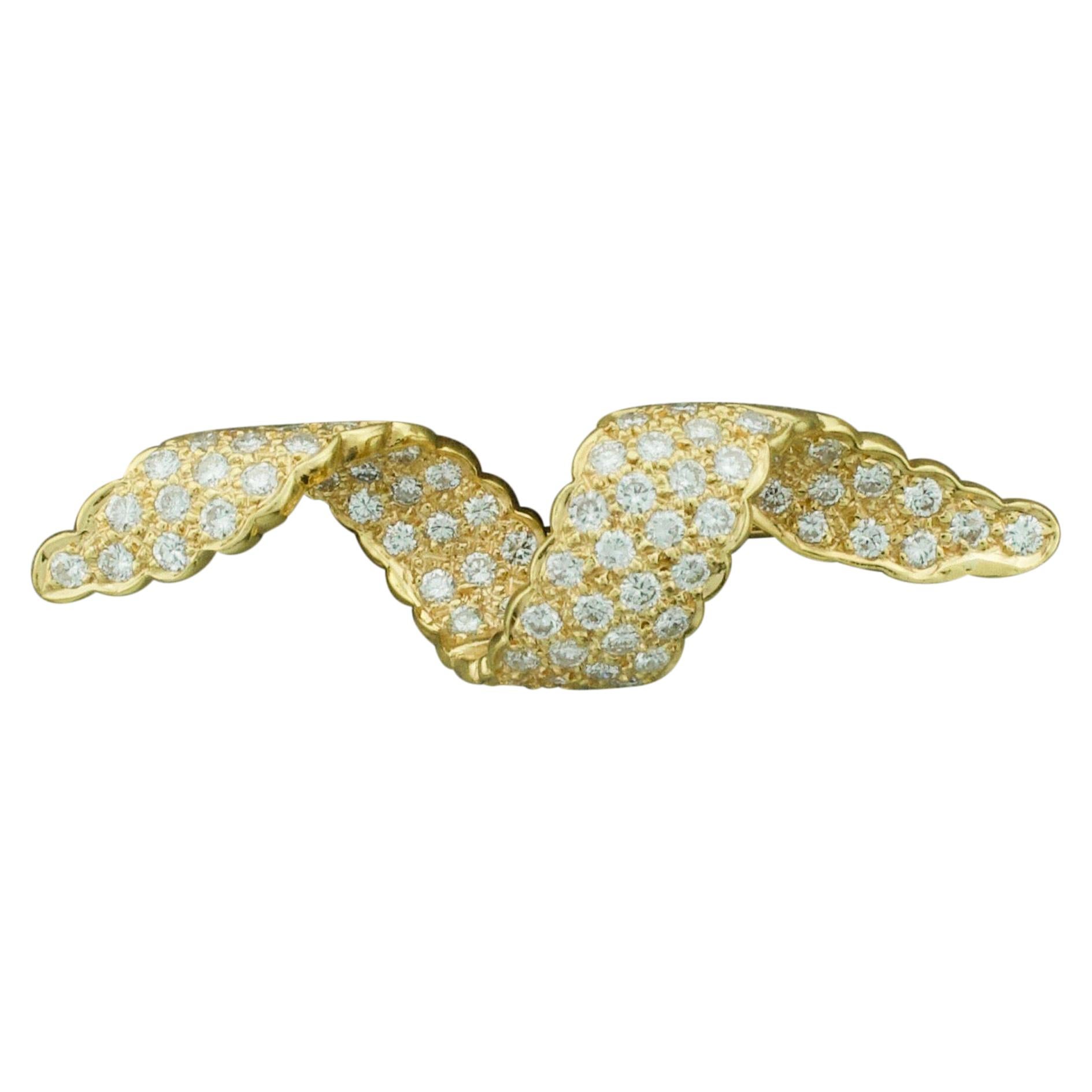 Broche remolino de diamantes en oro amarillo de 18 quilates 2,05 quilates, circa años 60