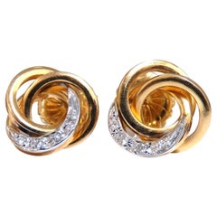 Diamond Swirl Circular Earrings .08 Carat 14 Karat