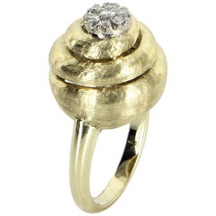 Diamond Swirl Cocktail Ring Vintage 14 Karat Gold Estate Fine Jewelry Heirloom