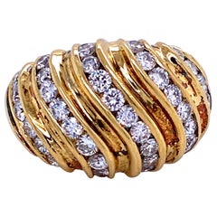 Diamond Swirl Dome Ring 1.55 Carat 18 Karat Yellow Gold