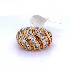 Diamond Swirl Dome Ring 1.55 Carat 18 Karat Yellow Gold