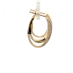 Diamond Swirl Drop Hoop Earrings 0.46 Carats 14 Karat Yellow Gold 4.99 Grams