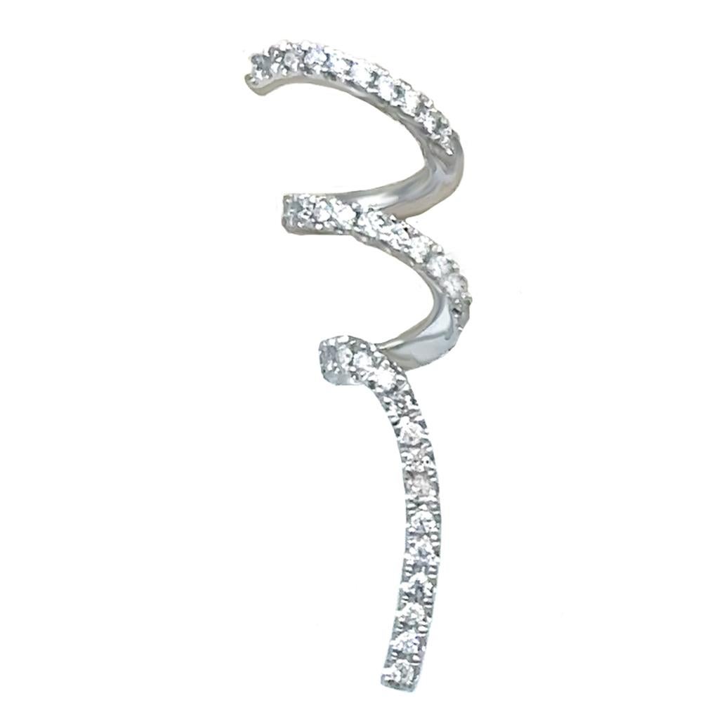 Round Cut Diamond Swirl Earrings 0.26 Carats 14K White Gold For Sale
