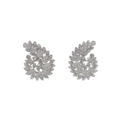 Diamond Swirl Earrings 9.35 Carat 18 Karat White Gold