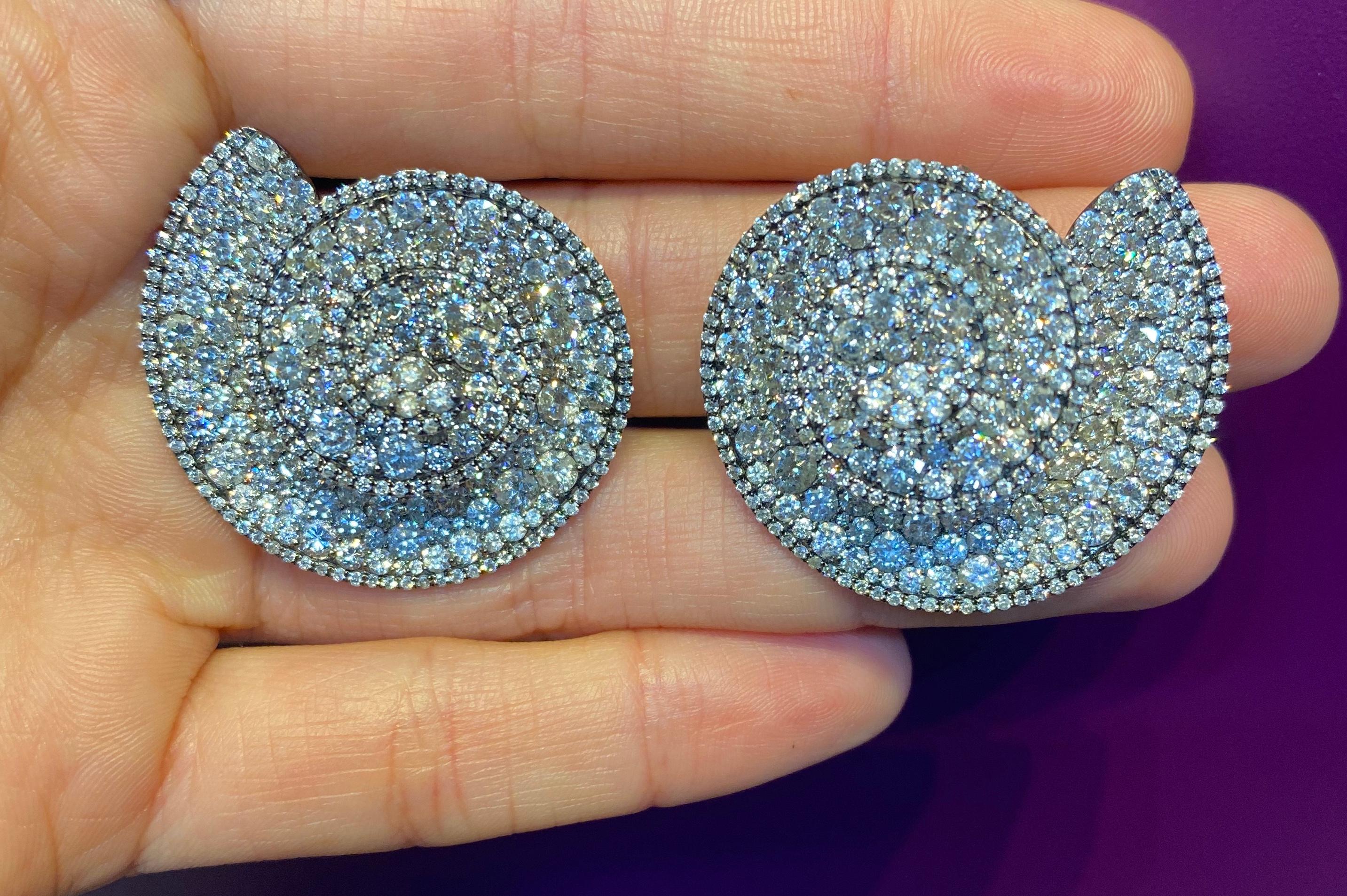 Round Cut Diamond Swirl Earrings