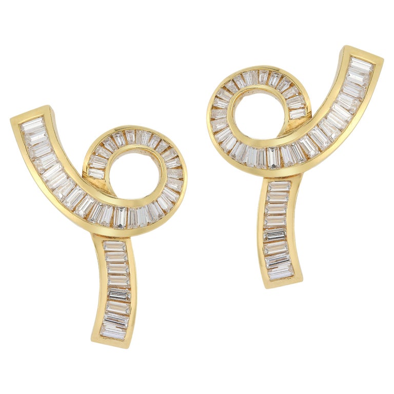Diamond Swirl Earrings For Sale at 1stDibs