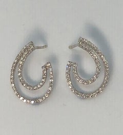 Diamond Swirl Earrings in 18 Karat White Gold