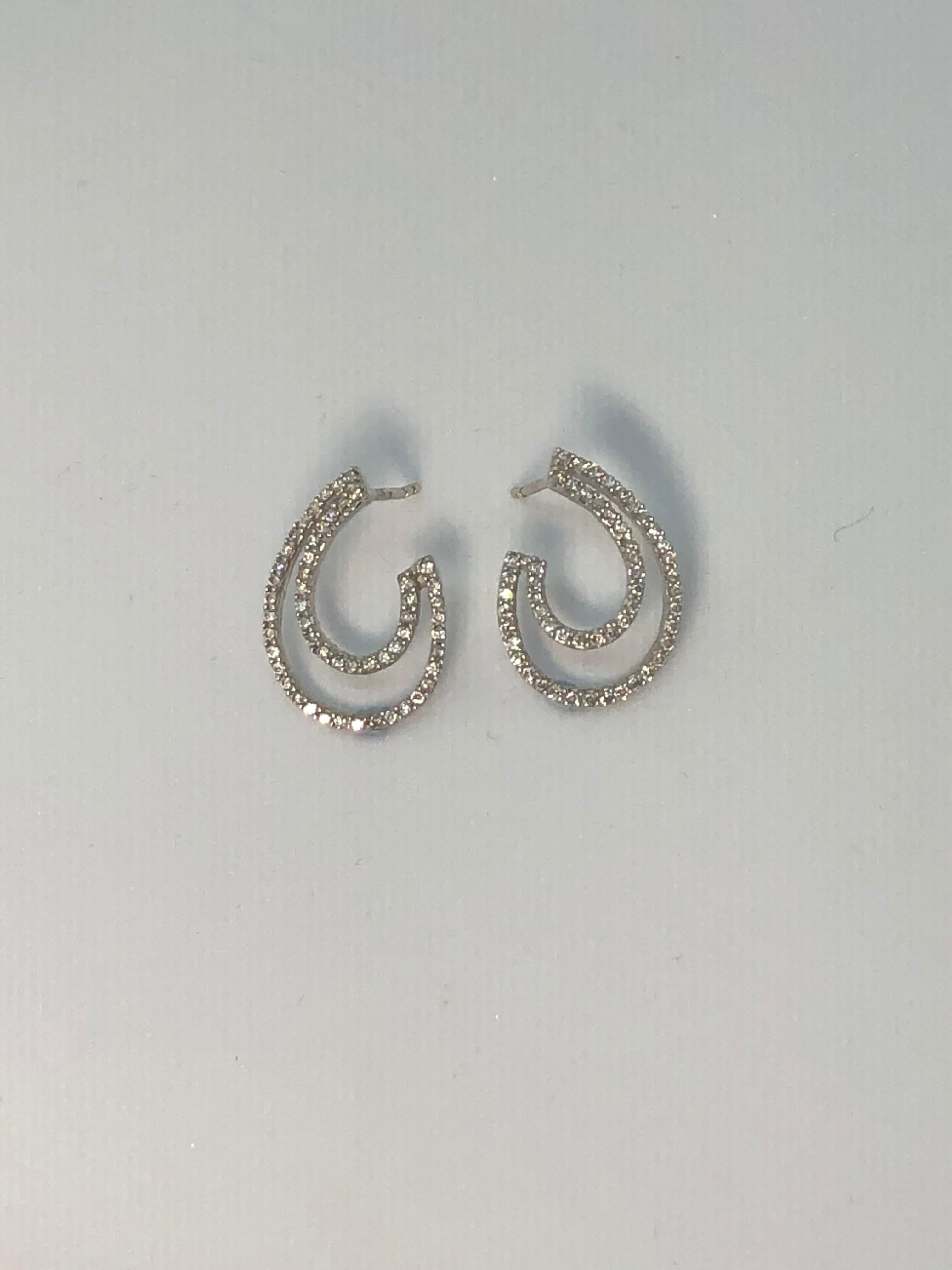 Diamond Swirl Earrings in 18 Karat White Gold For Sale 1