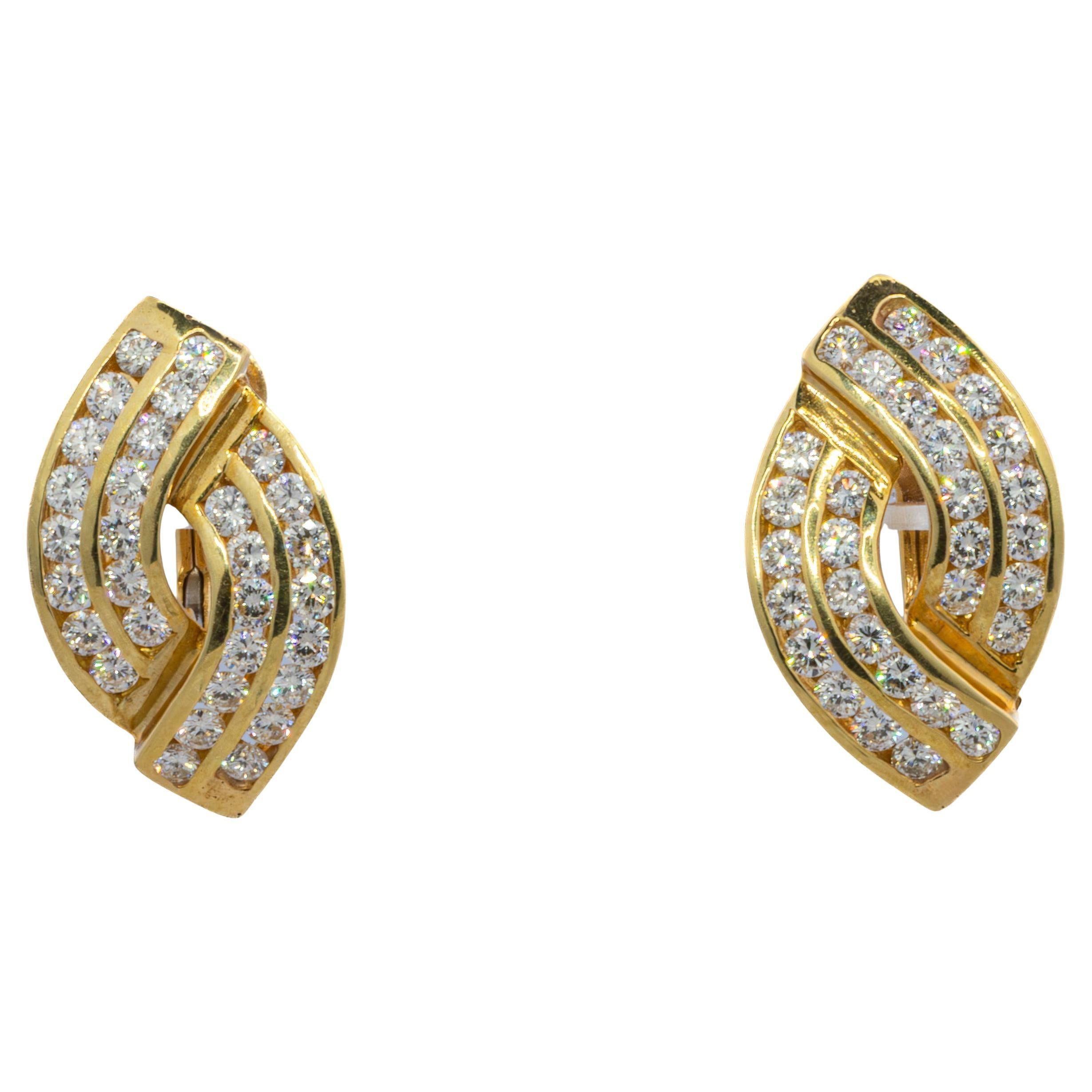 Diamond Swirl Gold Earrings