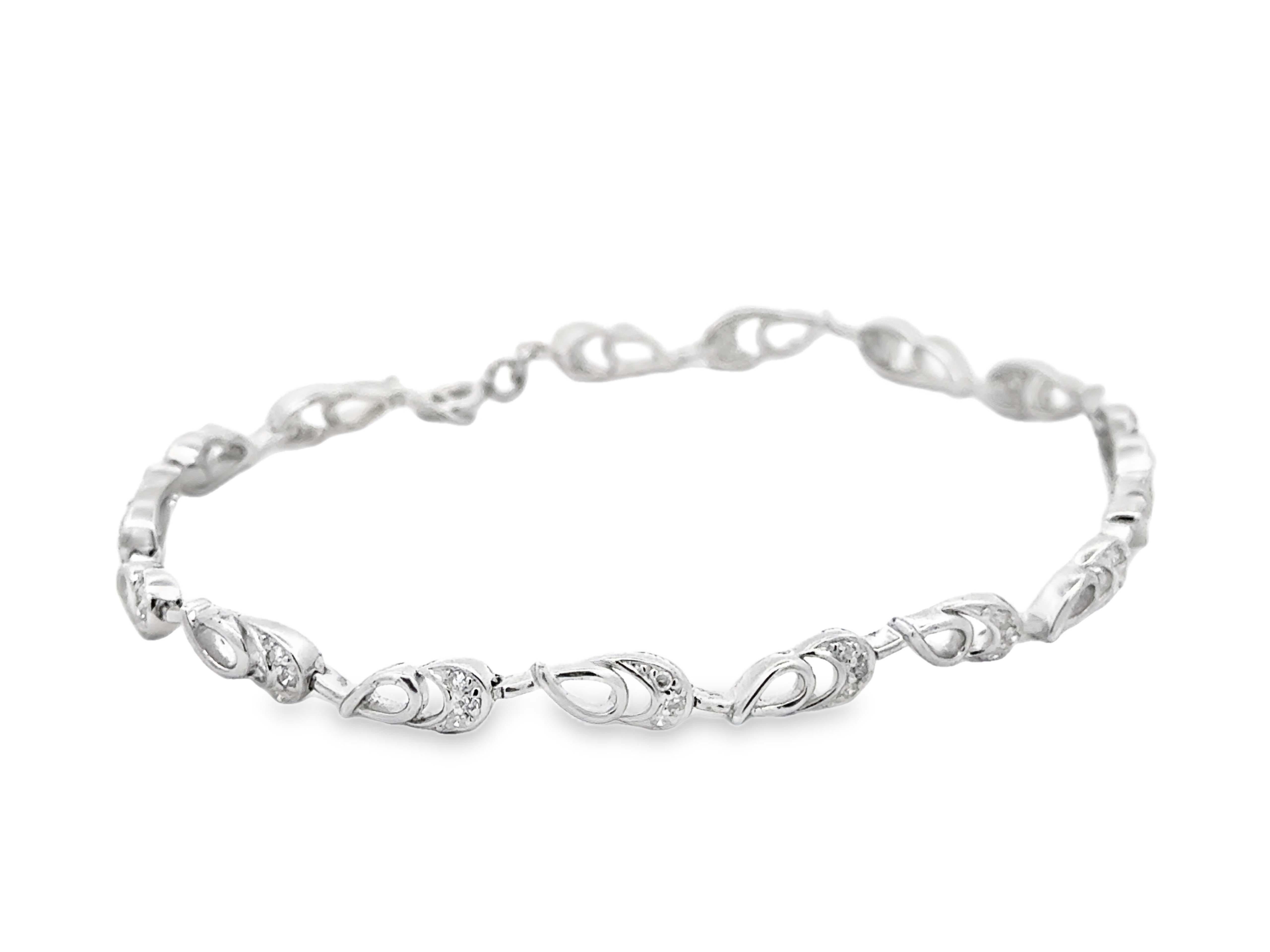 Moderno Bracciale A Link con diamanti a spirale in oro bianco 18 carati in vendita
