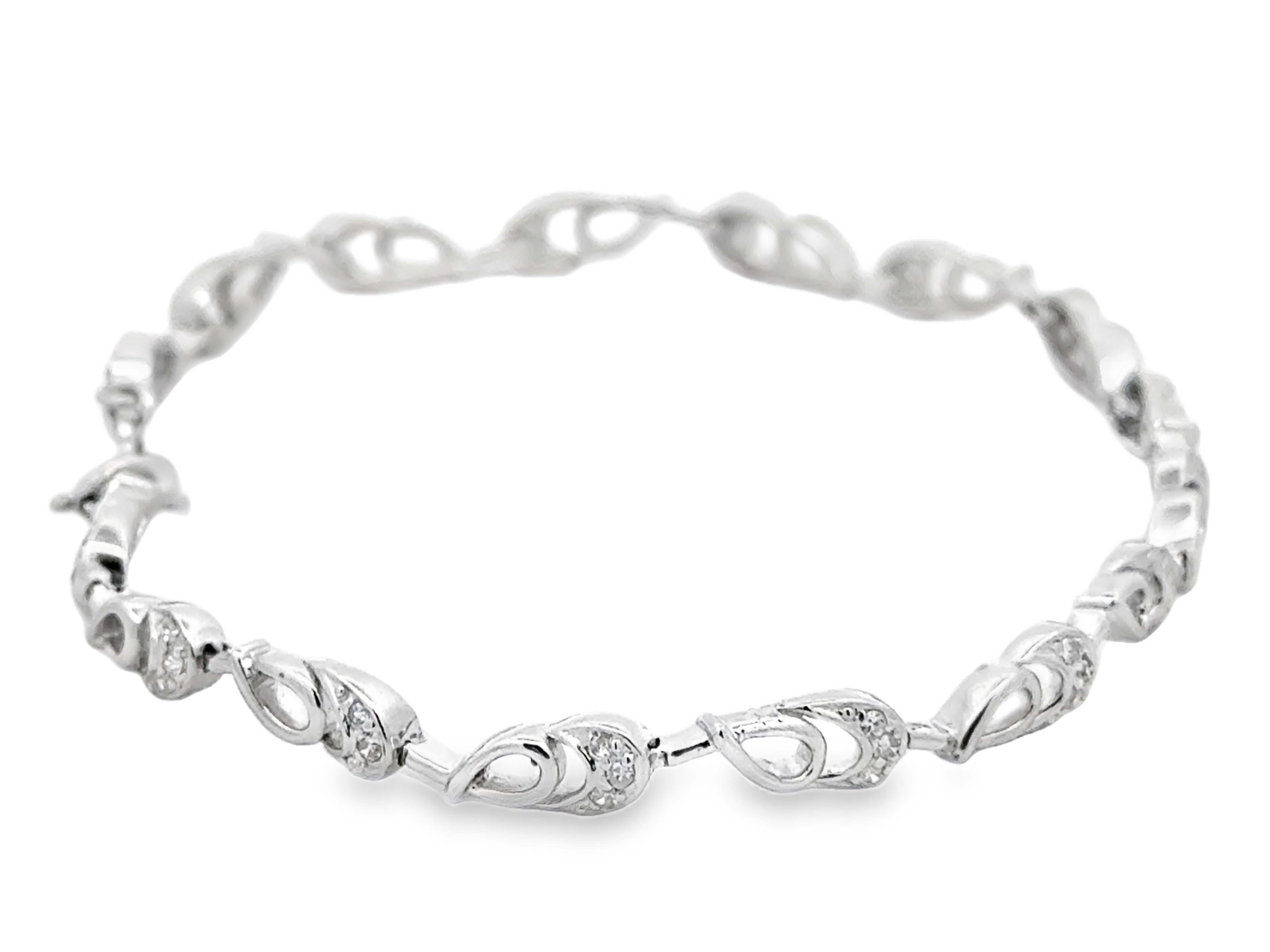Bracciale A Link con diamanti a spirale in oro bianco 18 carati In condizioni ottime in vendita a Honolulu, HI