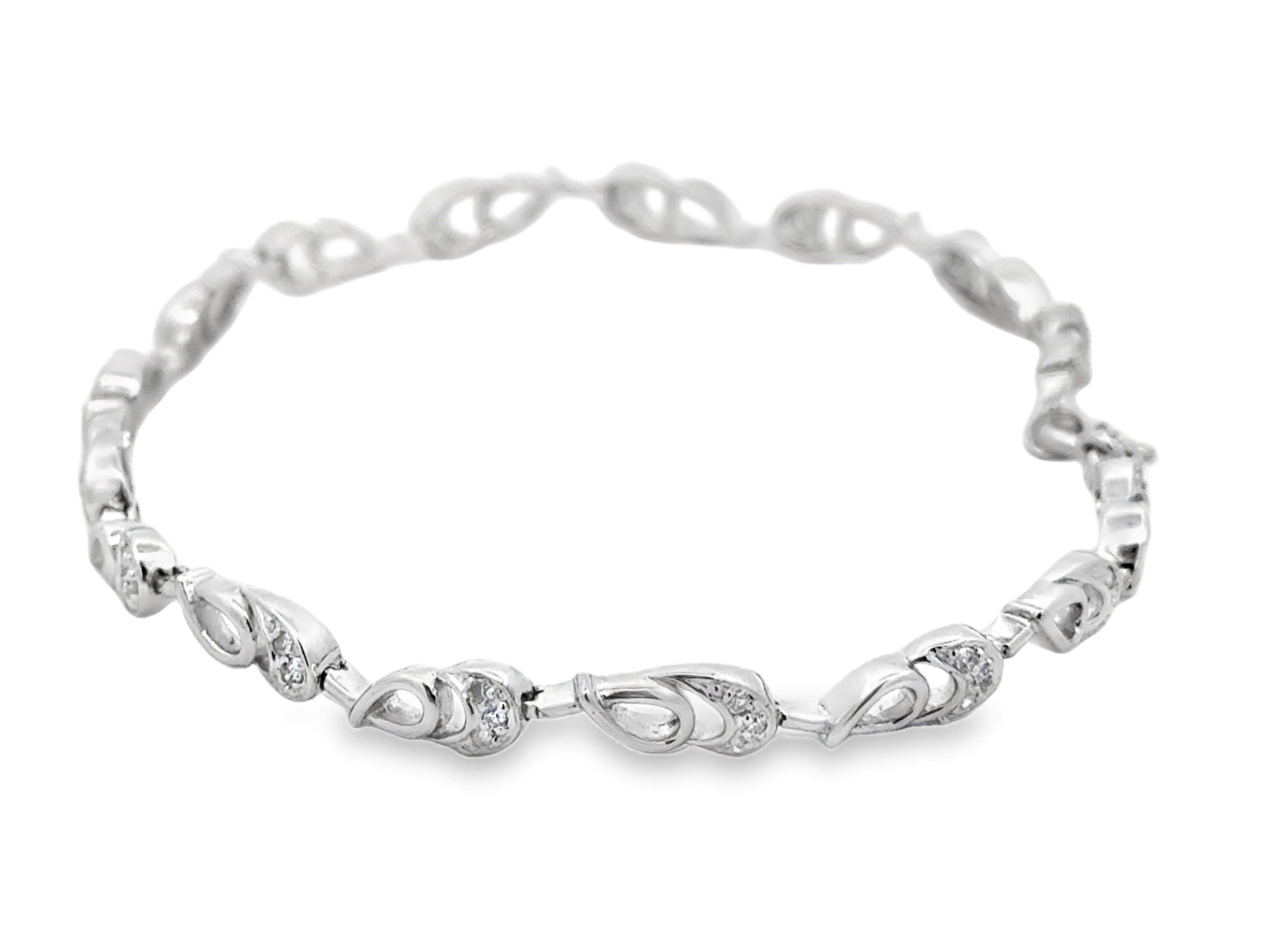 da uomo o donna Bracciale A Link con diamanti a spirale in oro bianco 18 carati in vendita