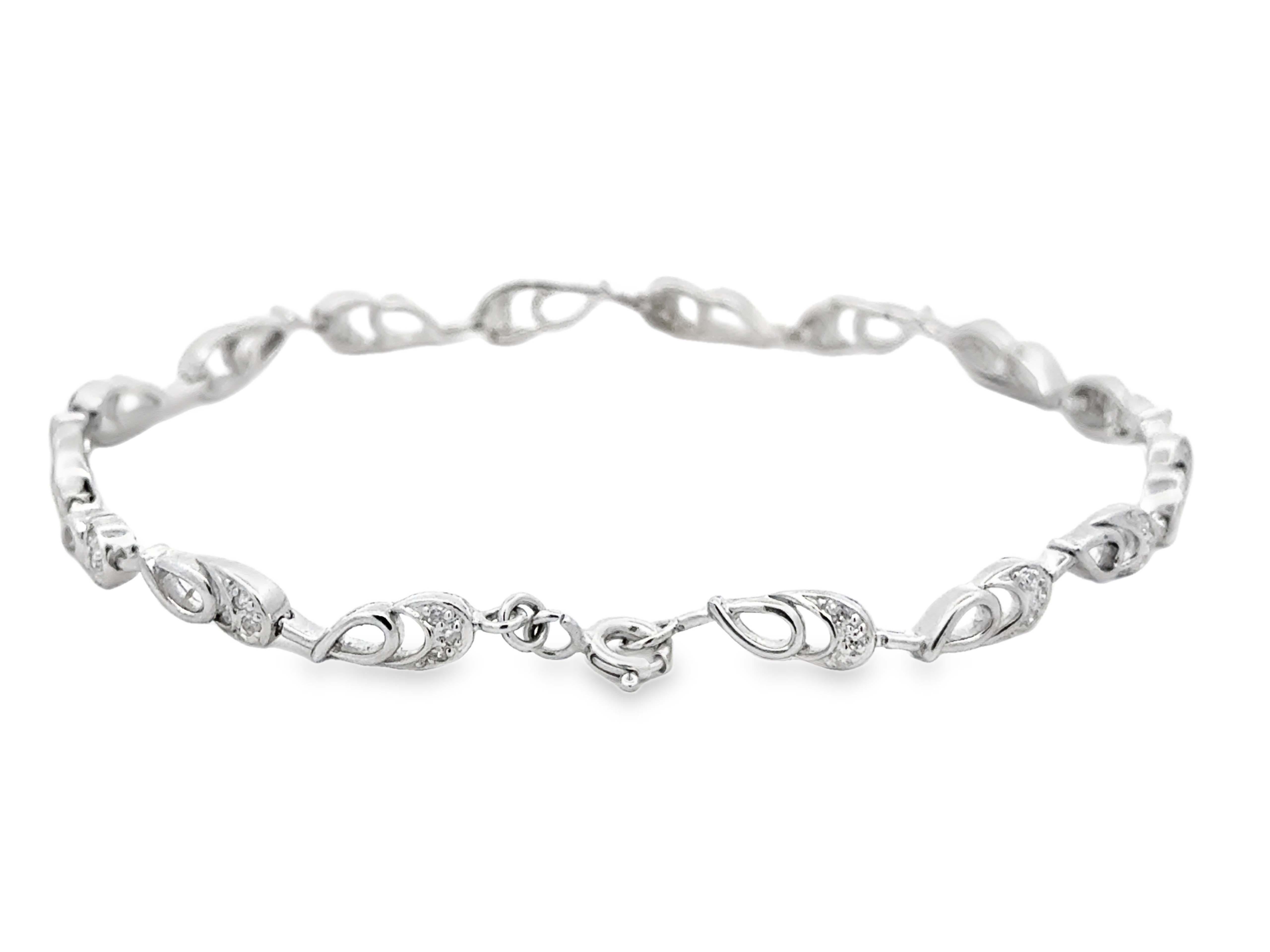Bracciale A Link con diamanti a spirale in oro bianco 18 carati in vendita 1