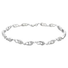 Diamond Swirl Link Bracelet 18k White Gold