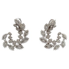 Boucles d'oreilles tourbillon en or blanc 14 carats avec diamants de 2,39 carats F-G VS1-VS2