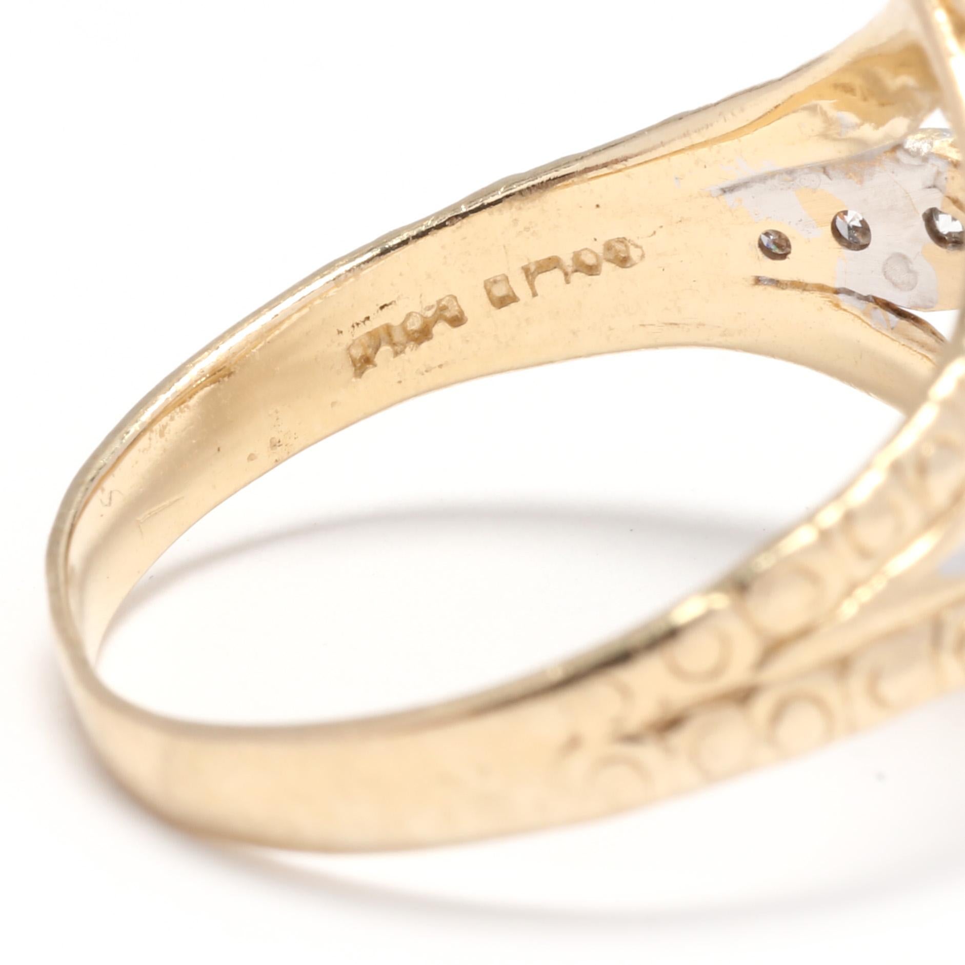 Brilliant Cut Diamond Swirl Ring, 14K Yellow Gold, Ring, Everyday Diamond Ring
