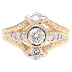 Vintage Diamond Swirl Ring, 14K Yellow Gold, Ring, Everyday Diamond Ring