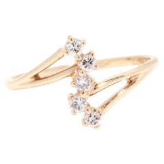 Diamond Swirl Ring, 14k Yellow Gold, Ring, Simple Diamond