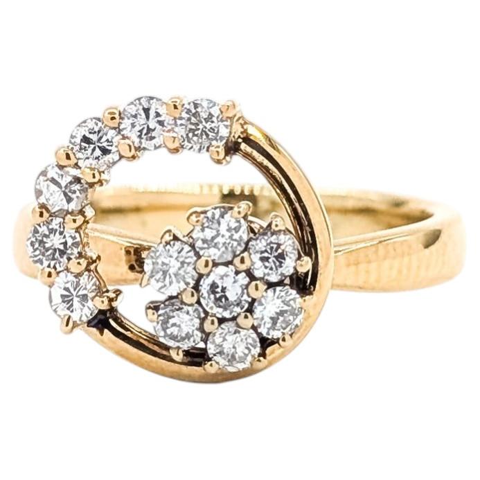 Diamond Swirl Spinner Ring in 18k Yellow Gold
