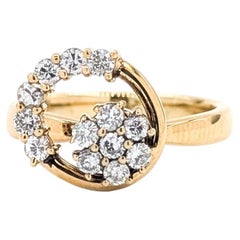 Diamond Swirl Spinner Ring in 18k Yellow Gold