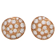 Diamond Swirl Stud Earrings in 18k Rose Gold